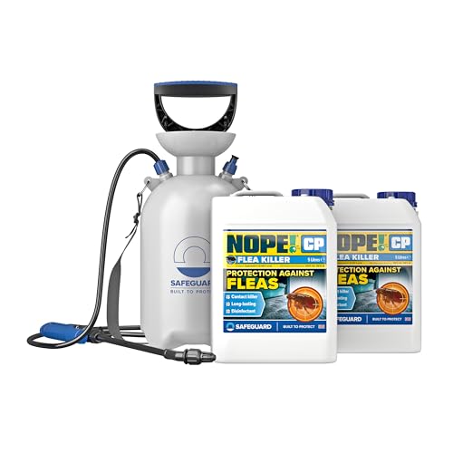 NOPE! CP Flea Spray (2 x 5L & Sprayer) for The Home – Fast-Acting, Odourless & Non-Staining, Extended Residual Action up to 3 Months. Indoor & Outdoor Flea Killer