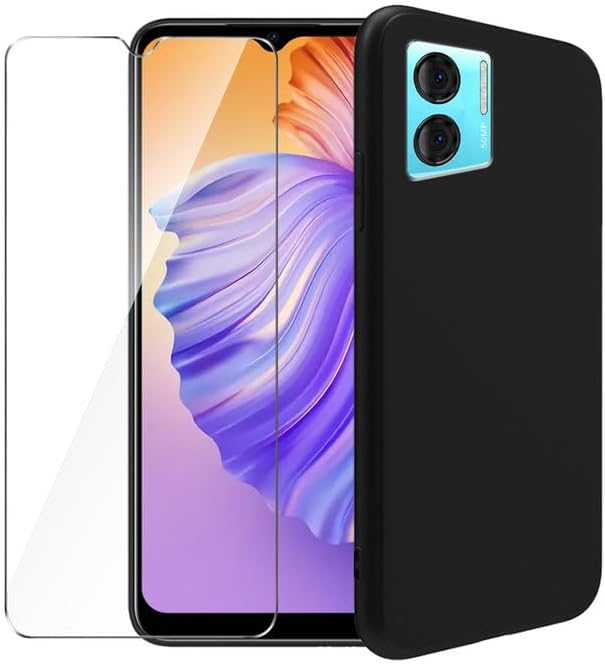 Funda para Doogee N50 + Protector de pantalla de vidrio Película Templada - Transparente Silicona Suave Flexible Bumper a prueba de golpes TPU