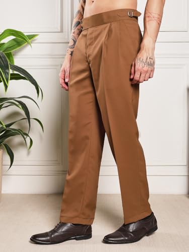Image of Gurkha Pants for Men | Trouser for Men | Formal Pant | Double Button | Loose Fit Trouser High Waist Pleated Casual Trousers | Vintage Straight Leg Pants for Office Smart Casual Travel Party