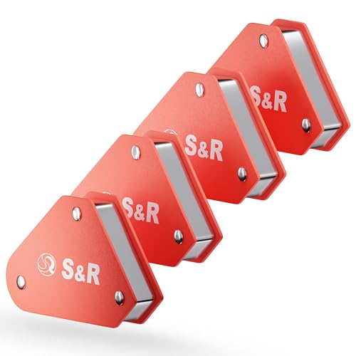 S&R 4-Teiliges Mini-Schweißmagnet-Set Magnethalter Winkelmagnet Schweißhelfer Magnetwinkel/Montagewinkel 45 90 u. 135