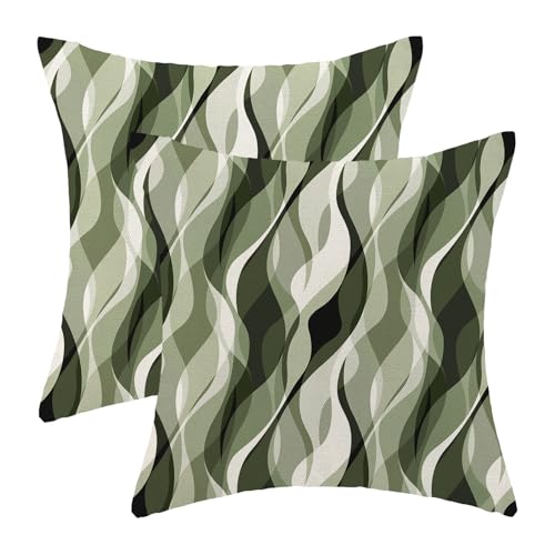 Boho Pillow Covers 18x18 Sage Green Abstract Stripes Throw Pillow Cover Bohemian Modern Aesthetic Decorative Pillowcase Farmhouse Linen Decor Cushion Case For Home Sofa Couch Outdoor Decoration