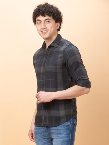Image of Being Human Beige Slim Fit Regular Collar Men's Shirt Clothing