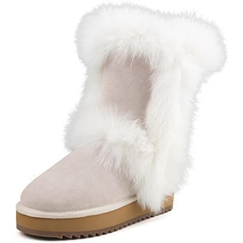 AUSLAND Platform Boots for Women Furry Winter Short Boot Ladies Fur Boots 7.5US White 99256 38EU Cover