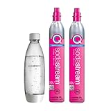 ［公式］ソーダストリーム クイックコネクト ガスシリンダー 60L 2本セット(新規購入用) 食洗器対応1Lボトル（ホワイト）付き