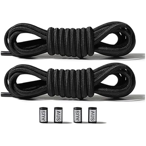 Amerlery No Tie Shoe Laces 2 Pairs,Round Elastic Shoelaces Tieless Shoe Strings Replacement for Sneakers Athletic Running Sport Shoes (Black) Cover