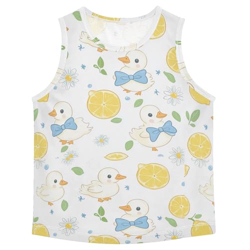 Bolaz Boys Athletic Quick Dry Tank Top Sleeveless Workout T Shirts Age 11-15,Lemon Duck Pattern