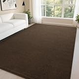 DweIke Modern Area Rugs for Living Room Bedroom, 5x7 Brown Thickened Memory-Foam Throw Carpet, Super Soft Kids Boys Girls Rug, Non-Slip and Washable Carpets for Dorm Nursery Classroom Decor