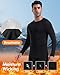 2 Pack Men's Thermal Shirt Long Sleeve Fleece Lined Tops Base Layer Long Johns Compression Undershirt Running Athletic Sport Gear for Winter Cold Weather,Large,Crew Neck-Black/Black