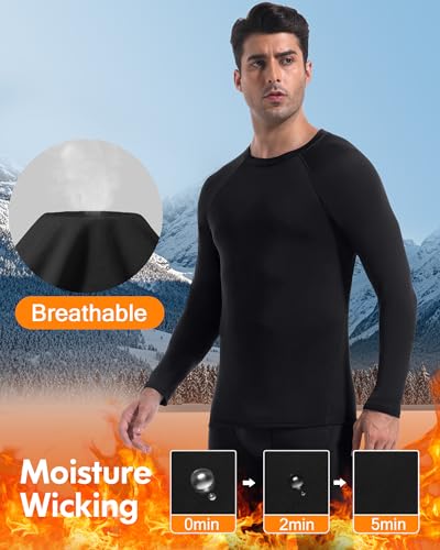 4 or 2 Men's Thermal Shirt Long Sleeve Fleece Lined Tops Base Layer Compression Undershirt Athletic Sport Gear4