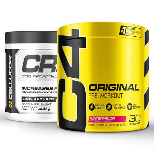 Cellucor Pre Workout & Creatine Bundle, C4 Original Pre Workout Powder, Watermelon, 30 Servings + Cor Performance Creatine Powder, 72 Servings - image 1