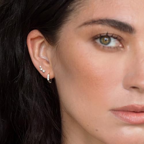 Cartilage Screw Back Earrings for Women, Flat Back Earrings Sterling Silver Hypoallergenic Earrings for Girls Conch Helix Piercing Jewelry Crawler Butterfly Flower Stud Earrings2