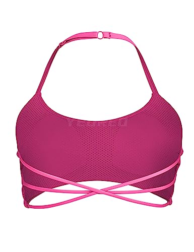 Image of YEOREO Women's Sports Bra Halter Workout Sports Bra Strappy Criss Cross Back Bra Removable Padded Yoga Crop Top