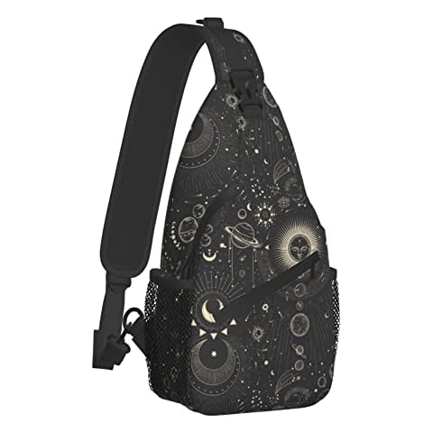 Sling Bag Multipurpose Crossbody Backpack For Women Chest Daypack Outdoor Cycling Hiking Travel, Moon and Stars, mid, Fashion Cover