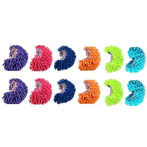 King's deal 12pcs (6 Pairs) Dust Floor Cleaning Slippers Shoes Mop House Clean Shoe Cover Multifunction 6 Color Cover