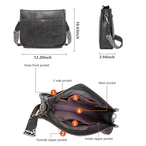 Image of AUYOCO Vegan Leather Crossbody Bags for Women, Crossbody Purse with Guitar Strap Zipped Pockets Handbag Shoulder Bag