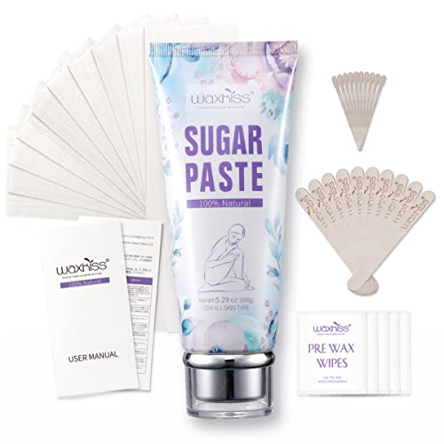 Sugar Wax Kit for Hair Remover - Home Waxing Nature Sugar Paste for All Types Sensitive Skin,5.29oz