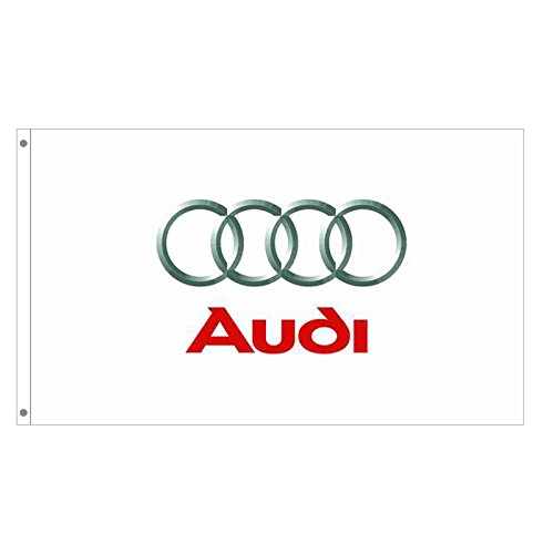 Home King Audi White Flags Banner 3X5FT 100% Polyester,Canvas Head with Metal Grommet