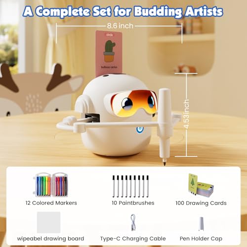 Dysh.Tech Drawing Robot for Kids with 100 Card, Voice Interactive Educational Drawing Machine, Enlightenment in Painting Learning Kids Toys for 3 4 5 6 7 8 Age Christmas Toddler Toys Gifts - Image 7