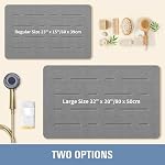 OTHWAY Grand tapis de bain en pierre, 32"x 20" Tapis de bain de terre diatomées pour salle de bains séchage rapide Absorbant, longue couche de douche en pierre dure diatomite (Gris foncé)