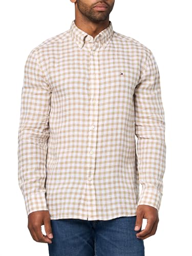 Image of Tommy Hilfiger Men's Long Sleeve Casual Linen Button Down Shirts in Regular Fit
