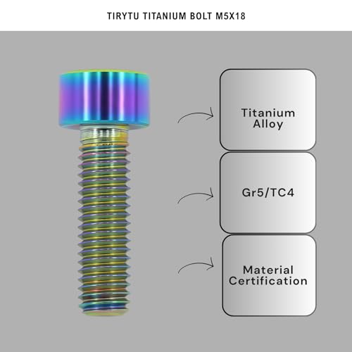 Image of Titanium Bolts M5x18, Rainbow, 6PC | Lightweight Hex Socket Screws, MTB /Road Bike /Motorcycle, Corrosion Resistant, Marine Grade Fasteners