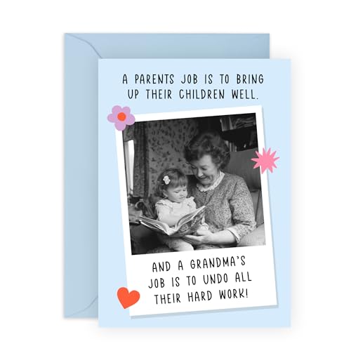 Image of Funny Grandma Card - Humorous Greeting Card for Grandmother, Grandparent, Grandmum, Nanny, Nan, Her - For Birthday, Mother's Day, or Just Because - Comes with Fun Stickers