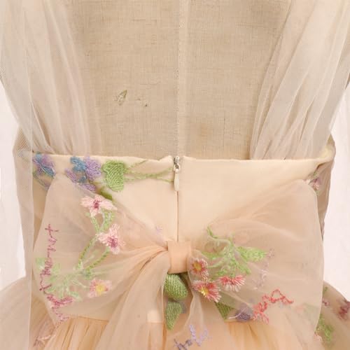 Flower Girl Floal Lace Tulle Dress Princess Backless Wedding Junior Bridesmaid Pageant Communion Dance Maxi Gown4