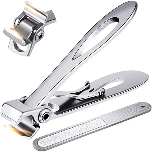 PrettyDiva Wide Jaw Nail Clippers - Straight Blade Heavy Duty Nail Clipper for Thick Nails or Tough Toenails, Extra Large Oversized Toe Nail Clippers Cutter Trimmer for Adults Seniors Elderly.