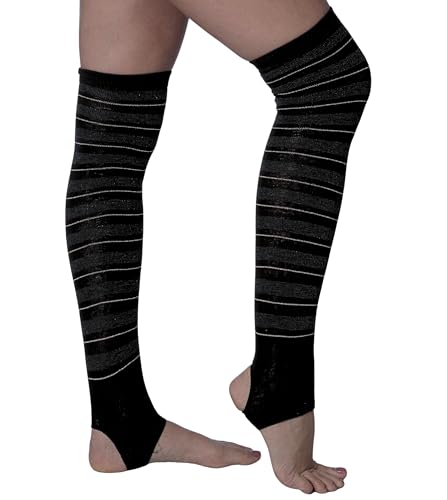 Image of Tipi Toe Women's Stirrup Yoga Socks, Lightweight Knee-High Leg Warmers, Open Heel Non-Slip Design. Ideal for Yoga & Dance