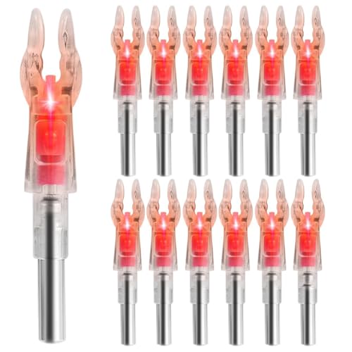 BRCUAT 12 Encoches Lumineuses pour Flèches avec Diamètre Intérieur de 0,204, Encoches Lumineuses Haute Visibilité, Encoches de Flèches Lumineuses Rouges