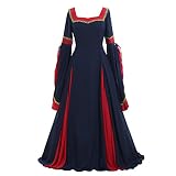 CosplayDiy Women's Guinevere Navy Blue-Bordeaux Victorian Dress Costume XXL