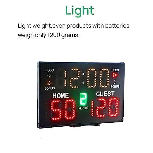 Marcador digital para baloncesto, reloj marcador profesional de pared con control remoto, zumbido y cinco niveles ajustables de brillo, para tenis de mesa, voleibol, fútbol, tenis y más miniatura 3