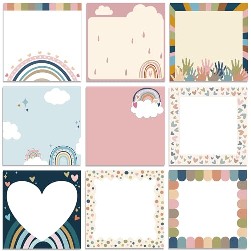 Saypacck 9 Pads Boho Sticky Notes 3x3 Inch Cute Self Stick Notepads Notes Adhesive Memo Pad Office Decor Gifts for Students School Teacher Meeting Office Supplies