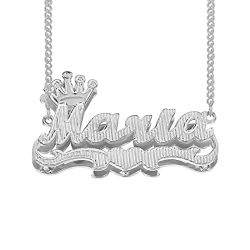 Drawelry Custom Heart Necklace 18K Gold-Plate Double Plated Nameplate Necklace Personalized Made Any Name Jewelry Gifts For Women Girls (Crown2-Silver) #TOP5