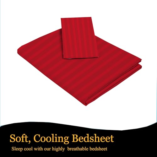 Image of 220 Cotton Feel 1 Single Bedsheet with 1 Pillow Cover (90X60 Inch) Maroon
