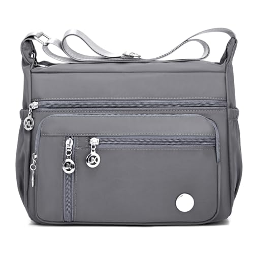 Wafybsre Damen-Umhängetasche, mehrere Taschen, Umhängetasche, Messenger-Tasche, Cross-Body-Handtasche, Geldbörse für Damen, grau, 28x12x20cm