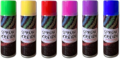Bock op Kölle Kreidespray 6 Farben | Bunte Sprühkreide für Kinder & Party | Markierungsspray abwaschbar, wasserlöslich | Temporäre Kreidefarbe für Graffiti, Deko, 100ml (Bunt 6 Stück)