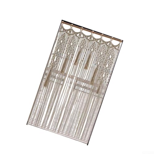 Rideau de porte tissé à pompons macramé beige 85 x 200 cm