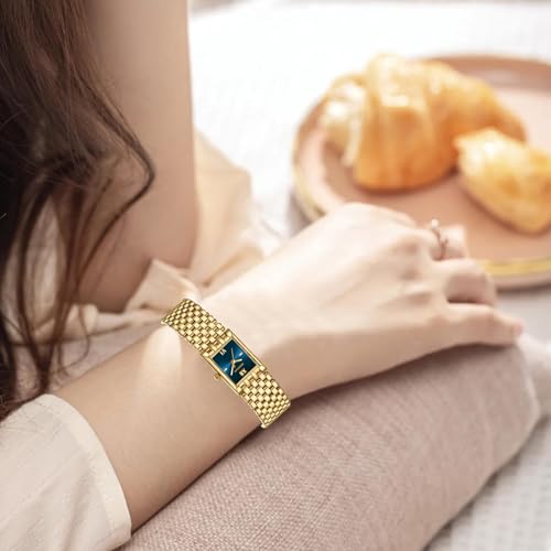 BOFAN Gold Watches for Women Luxury Ladies Quartz Wrist Watches with Stainless Steel Bracelet,Waterproof.Womens Casual Fashion Small Gold Watch.Bracelet Adjustment Tool Included.