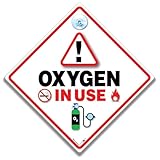 Oxygen in Use Warning Sign with Suction Cup, 14 cm x 14 cm, Medical Alert Oxygen Car Sign