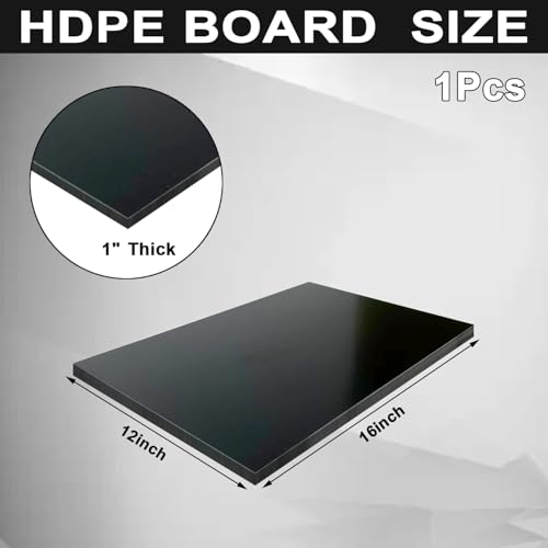 Image of High-Density Polyethylene (HDPE) Plastic Sheet 1 inch Thick 12 inch X 16 inch- Black HDPE Sheet,for Machining, Home Improvements, DIY Projects, Engineering,High-Density Polyethylene Plastic Block (Pack of 1)