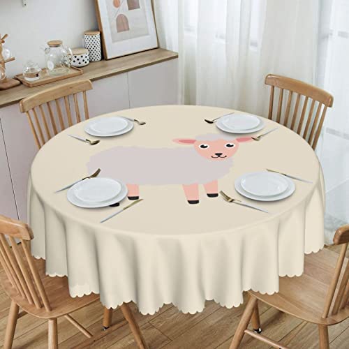Pooedso Cute Sheep Tablecloths 60In Round Lace Waterproof Family Table Cover Tablecloth Kitchen Outdoor Party Decoration Tablecloths #TOP1