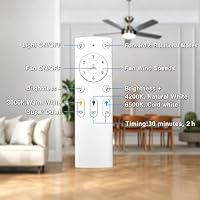 Deckenventilator mit Beleuchtung, Leiser DC-Ventilator 132cm mit Fernbedienung, Dimmbare Lampe 3000K-6500K, 5 Flügel, 6 Geschwindigkeiten, Timer, für Schlafzimmer, Esszimmer, Wohnzimmer, Küche, Büro – Ansicht 9