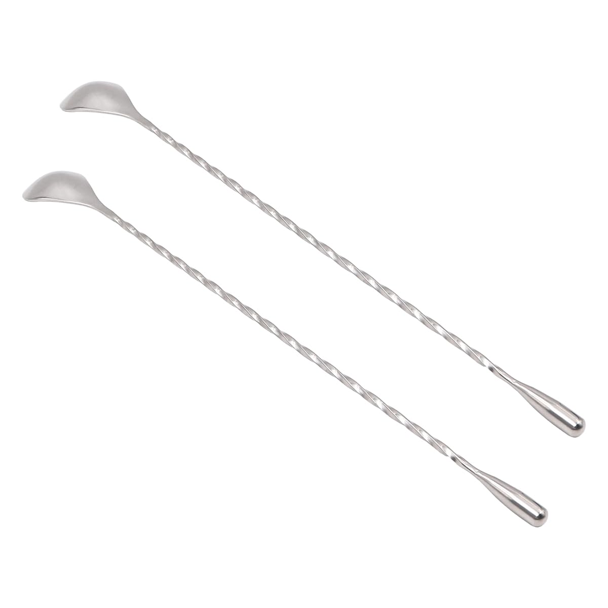 Cuillère à Mélanger En Acier Inoxydable Ensemble De 2 Outils De Bar Cocktail Professionnel 12 Pouces Design Goutte D Eau Style Japonais