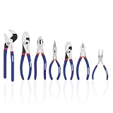 7-piece WORKPRO Pliers Set with Groove Joint, Long Nose, Slip Joint, Linesman, and Diagonal Pliers for DIY & Home Use