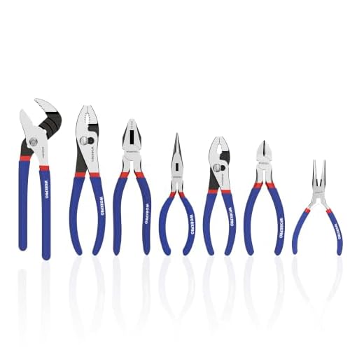7-piece WORKPRO Pliers Set with Groove Joint, Long Nose, Slip Joint, Linesman, and Diagonal Pliers for DIY & Home Use