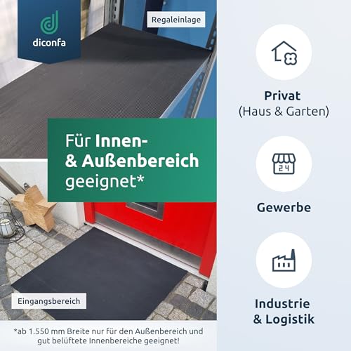 diconfa Feinriefenmatte Gummimatte 3mm stark - BREITE 0,1m bis 2m - LÄNGE 0,05m bis 10m - Auswahl 0,5m x 1m (500mm x 1000mm) - Feinriefe Gummi Antirutsch Rillenmatte Meterware rutschfest