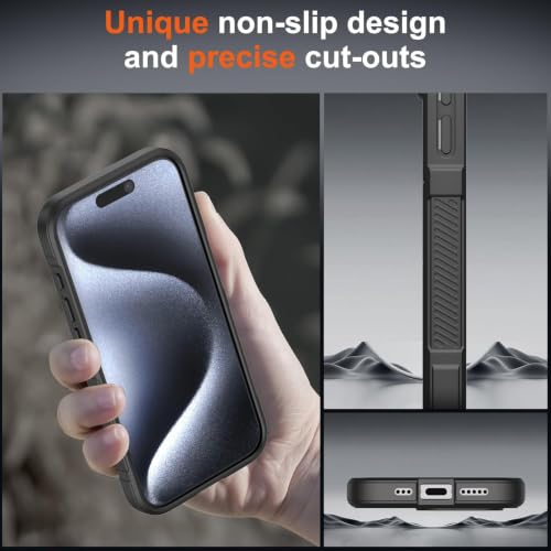 Image of ShieldTech AirGuard Series Back Cover Case for Apple iPhone 15 Pro | Microfiber Lining | Airbag Cushion Drop Protection | Shockproof Silicone Cover Case | Anti Slip Grip - Black for iPhone 15 Pro