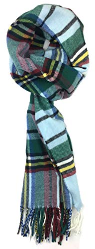 Plum Feathers Plaid Check And Solid Cashmere Feel Winter Scarf, Warm Scarfs, Cold Weather Accessories, Fringe Scarves (Baby Blue-Mint Scottish Plaid) #TOP5