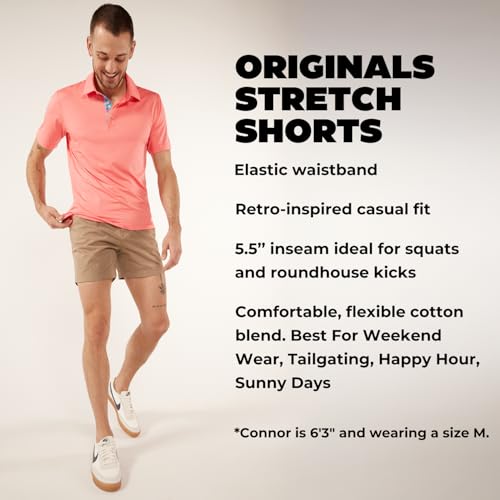 Image of Chubbies Chino Shorts Men 5.5 Inch - Mens Shorts Casual with Elastic Waistband, Side and Back Pockets, Stretch Cotton Blend